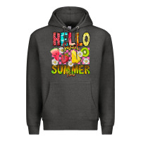 Charcoal Heather Hello Sweet Summer Time Premium Hoodie - CowhideDigitalArt