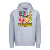 Heather Grey Hello Sweet Summer Time Premium Hoodie - CowhideDigitalArt