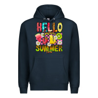 Navy Hello Sweet Summer Time Premium Hoodie - CowhideDigitalArt