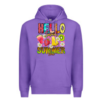 Purple Hello Sweet Summer Time Premium Hoodie - CowhideDigitalArt