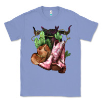 Colony Blue Cowgirl boots hat horns cactus Classic Tee - HowdyJamesFarm