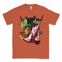 Copper Cowgirl boots hat horns cactus Classic Tee - HowdyJamesFarm