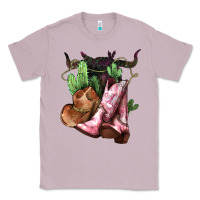 Lilac Cowgirl boots hat horns cactus Classic Tee - HowdyJamesFarm