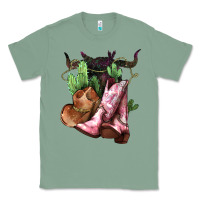 Sage Cowgirl boots hat horns cactus Classic Tee - HowdyJamesFarm