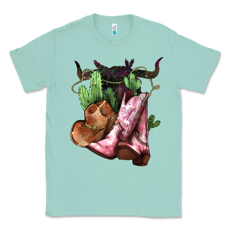 Cowgirl Boots Hat Horns Cactus Classic Tee by HowdyJamesFarm | Teevron