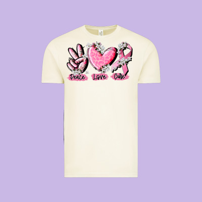 Peace Love Cure Breast Cancer Vintage Tee Designed By Cowgirlartshop
