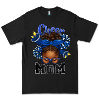 Black Cheer Mom Afro Messy Bun Premium Tee - texasbilliewilder