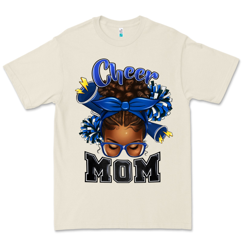 Cheer Mom Afro Messy Bun Premium Tee by texasbilliewilder | Teevron