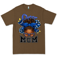 Cacao Cheer Mom Afro Messy Bun Premium Tee - texasbilliewilder
