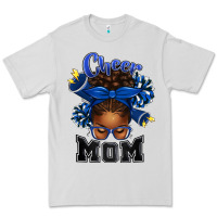 Dove Grey Cheer Mom Afro Messy Bun Premium Tee - texasbilliewilder