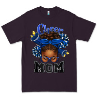 Plum Cheer Mom Afro Messy Bun Premium Tee - texasbilliewilder