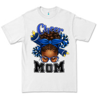 White Cheer Mom Afro Messy Bun Premium Tee - texasbilliewilder