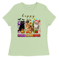 Matcha happy hallothanksmas cats Ladies Tee - texasbilliewilder