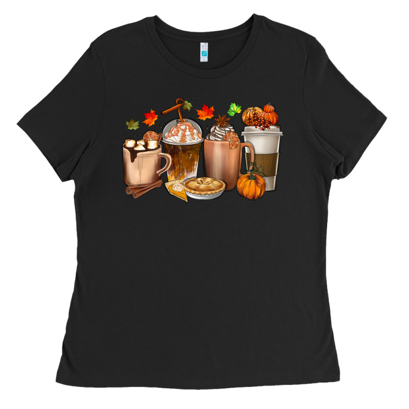 Pumpkin Spice Coffee Cups Ladies Tee by texasbilliewilder | Teevron