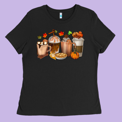 Pumpkin Spice Coffee Cups Ladies Tee Designed By Texasbilliewilder
