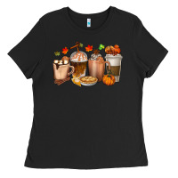 Black Pumpkin Spice Coffee Cups Ladies Tee - texasbilliewilder