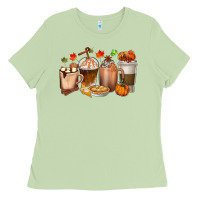 Matcha Pumpkin Spice Coffee Cups Ladies Tee - texasbilliewilder
