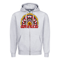 Heather Grey america sunflower rainbow Zipper Hoodie - Artiststas