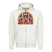 Oatmeal Heather america sunflower rainbow Zipper Hoodie - Artiststas