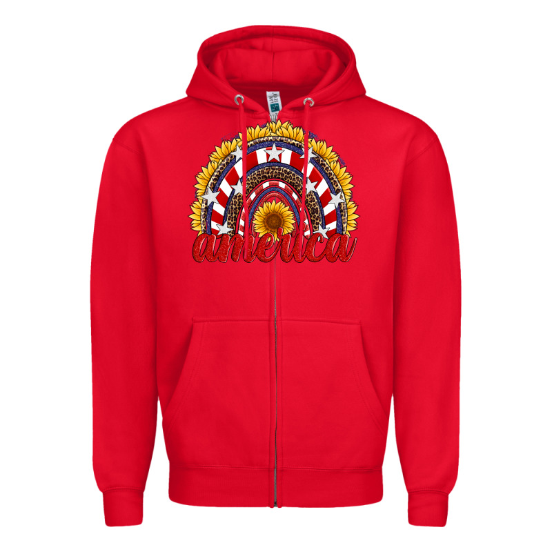 America Sunflower Rainbow Zipper Hoodie by Artiststas | Teevron