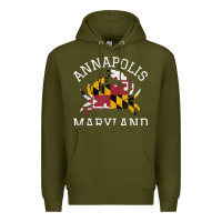 Army Green Annapolis Maryland Crab State Flag Home Travel Vintage Premium Hoodie - longCreatives