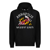 Black Annapolis Maryland Crab State Flag Home Travel Vintage Premium Hoodie - longCreatives