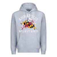Heather Grey Annapolis Maryland Crab State Flag Home Travel Vintage Premium Hoodie - longCreatives