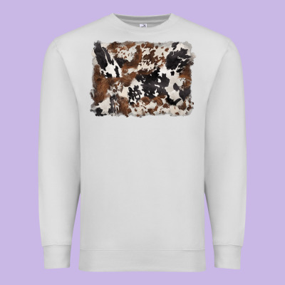 Black And Brown Cowhide Background Premium Sweatshirt Designed By Barkaloodesign