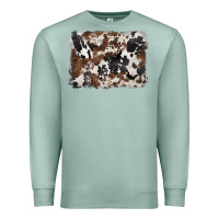 Seafoam black and brown cowhide background Premium Sweatshirt - BarkalooDesign