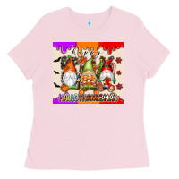 Bubblegum Pink Happy Hallothanksmas gnomes Ladies Tee - texasbilliewilder