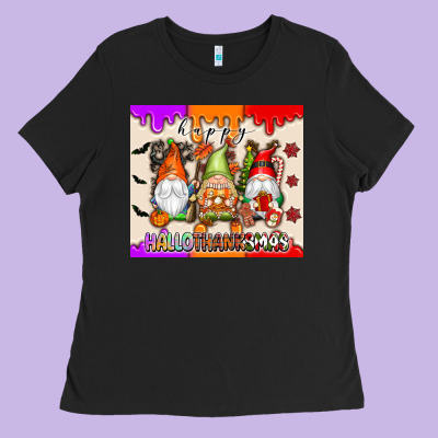 Happy Hallothanksmas Gnomes Ladies Tee Designed By Texasbilliewilder