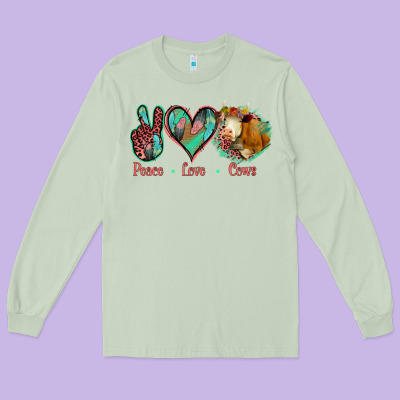 Peace Love Cows Long Sleeve Tee Designed By Jasminsmagicworld