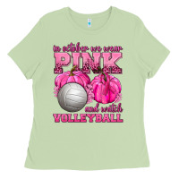 Matcha In October We Wear Pink and Watch Volleyball Ladies Tee - texasbilliewilder