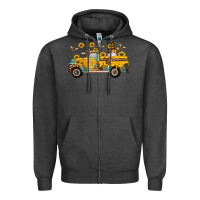 Charcoal Heather western bee gnomes truck sunflowers honeycomb beehive honey turquoise Zipper Hoodie - Artiststas