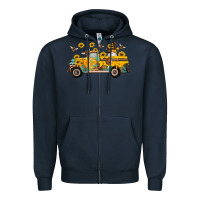 Navy western bee gnomes truck sunflowers honeycomb beehive honey turquoise Zipper Hoodie - Artiststas