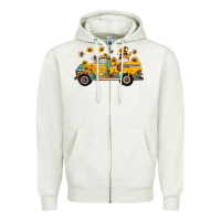 Oatmeal Heather western bee gnomes truck sunflowers honeycomb beehive honey turquoise Zipper Hoodie - Artiststas