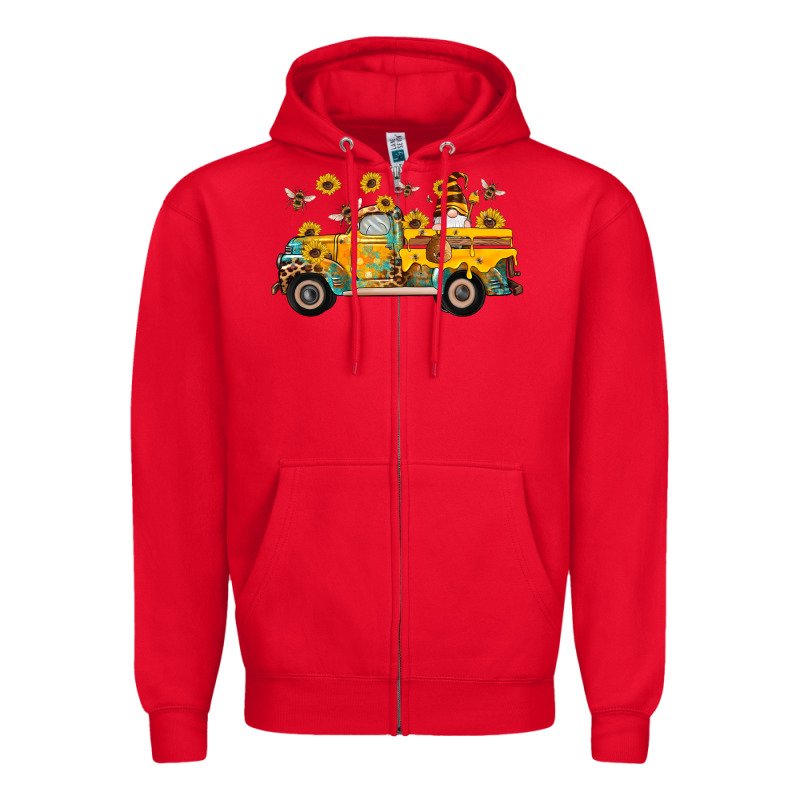 Western Bee Gnomes Truck Sunflowers Honeycomb Beehive Honey Turquoise Zipper Hoodie by Artiststas | Teevron
