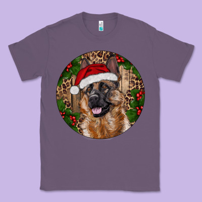 German Shepherd Christmas Classic Tee Designed By Ranaportraitstore