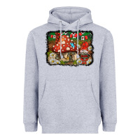 Heather Grey welcome ladybug gnome background Heavyweight Hoodie - BarkalooDesign