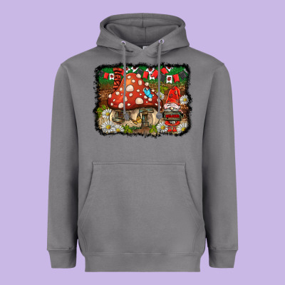 Welcome Ladybug Gnome Background Heavyweight Hoodie Designed By Barkaloodesign