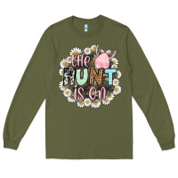 Army Green Easter Day The hunt is on Long Sleeve Tee - OliviaCreatesArt