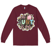 Burgundy Easter Day The hunt is on Long Sleeve Tee - OliviaCreatesArt