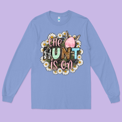 Easter Day The Hunt Is On Long Sleeve Tee Designed By Oliviacreatesart