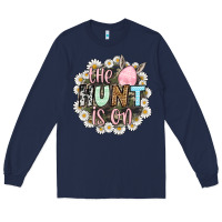 Navy Easter Day The hunt is on Long Sleeve Tee - OliviaCreatesArt