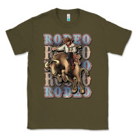 Army Green Rodeo Cowboy bull western Classic Tee - HowdyJamesFarm
