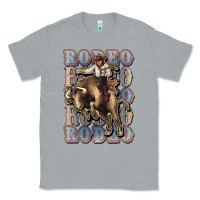 Heather Grey Rodeo Cowboy bull western Classic Tee - HowdyJamesFarm