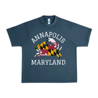 Midnight Navy Annapolis Maryland Crab State Flag Home Travel Vintage Urban Heavy Tee - longCreatives