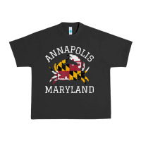 Pigment Black Annapolis Maryland Crab State Flag Home Travel Vintage Urban Heavy Tee - longCreatives
