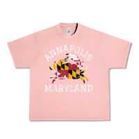 Salmon Annapolis Maryland Crab State Flag Home Travel Vintage Urban Heavy Tee - longCreatives