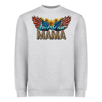 Heather Grey Western American Mama With Sunflowers Heavyweight Sweatshirt - LillyAllenDesigns